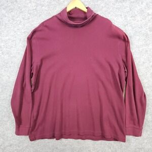Lands End Men's Burgundy Turtleneck Pullover Size XXL/T 100% Cotton‎ FADING